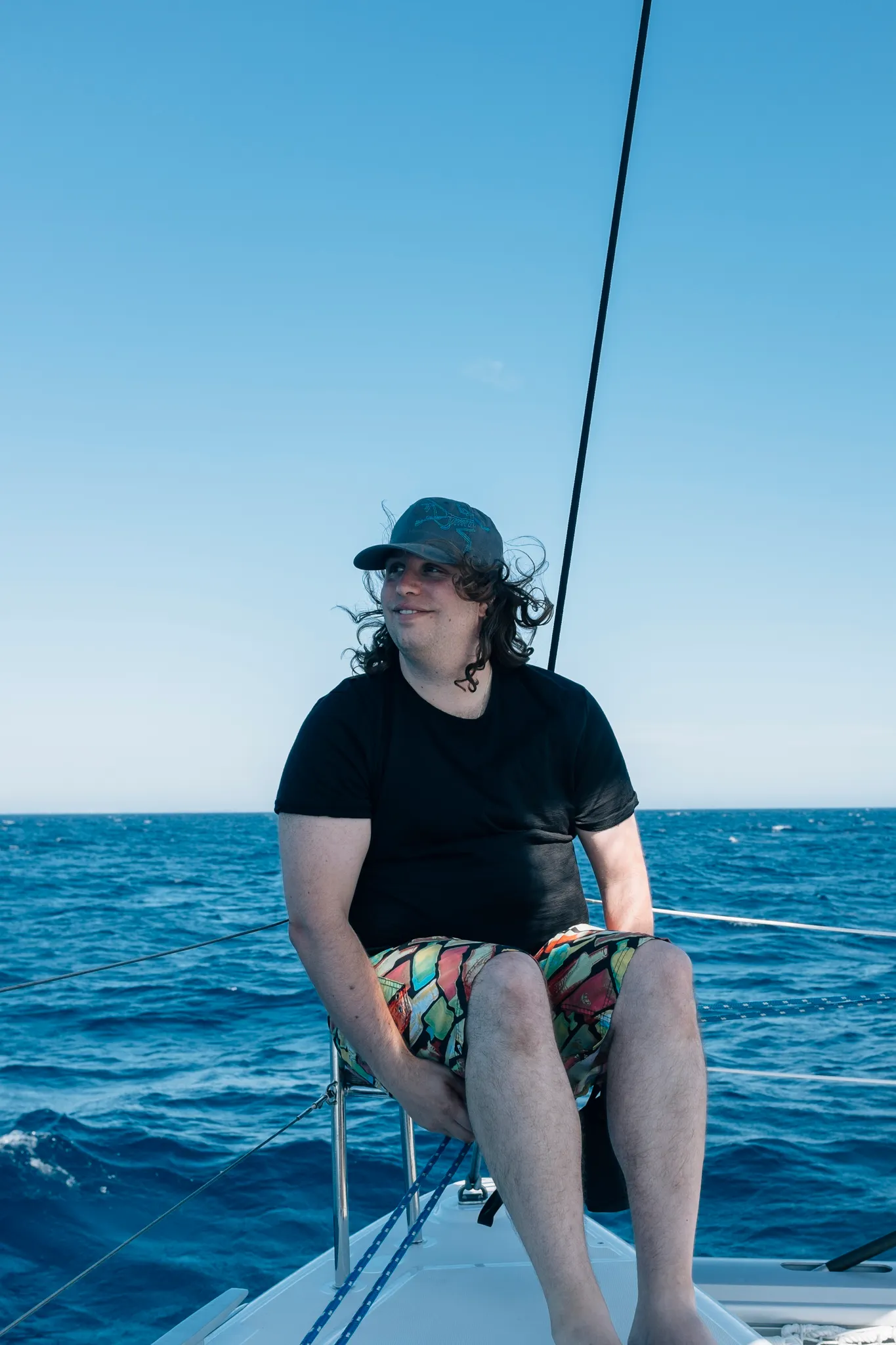 Edward looking at the coastline on our way back home.