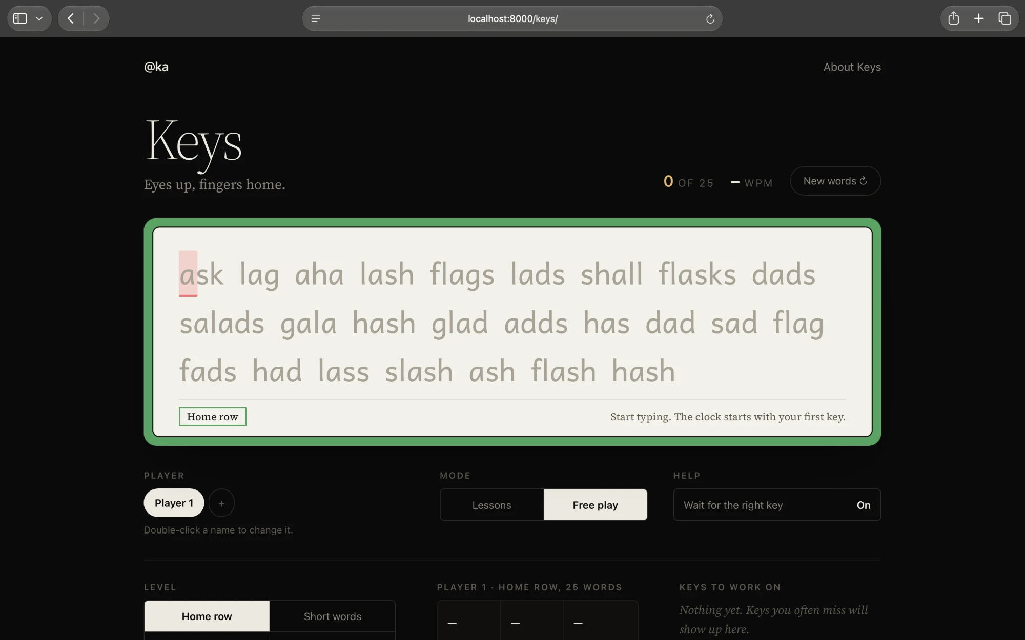 Keys screenshot